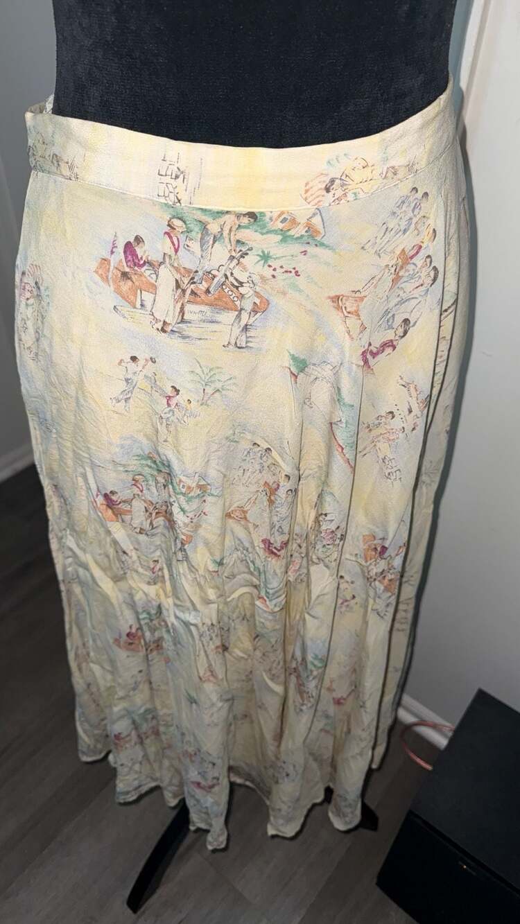 Rare Ralph Lauren Vintage 100% Silk Scenic Toile Print Maxi Skirt - Picture 4 of 6